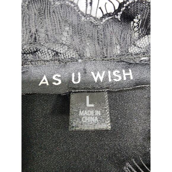 NEW As U Wish AUW Dress Womens L Black Lace V-Neck 3-4 Sleeve Sheath Lined Party - Picture 5 of 11